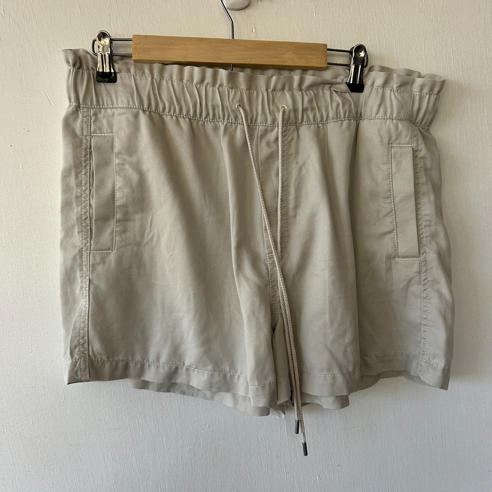 LOFT Paperbag‎ Waist Shorts Womens Large Khaki Pockets Elastic Waist Preppy